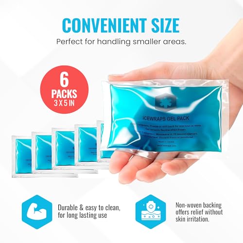 ICEWRAPS Reusable Ice Packs Compact 3 x 5 in, Soft Cooling, Pack of 6 - size: 6 Packs