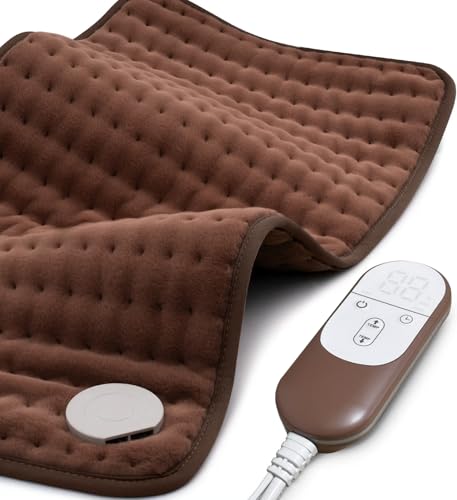 VALGELUIK Heating Pad for Back Pain Relief, 12"x24" Electric Heat Pad Gifts - color: Brown, size: 12 Inch x 24 Inch