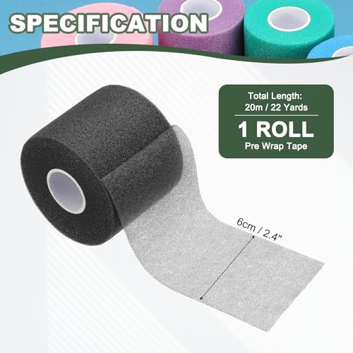 Pre Wrap Tape, Non-Slip Grip Cushion Wrap Prewrap Athletic Tape- Fitting for (Tennis- Badminton - Pickleball - Sports) - color: Black