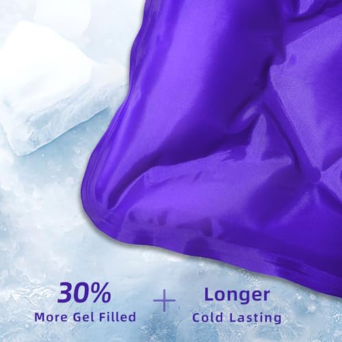 ZNÖCUETÖD Enhanced Knee Ice Pack Wrap for Pain Relief, Large Gel Ice Pack for Knee Leg Injuries Reusable with Cold Compression for Tendonitis, Arthritis, Swelling, Bruises, Surgery Recovery, Purple - color: Purple