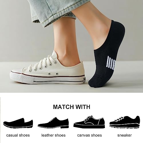 Amutost Womens No Show Socks Anti-Slip Cushioned Breathable 5-10Pairs - color: 5 Pairs Black, size: 8-10