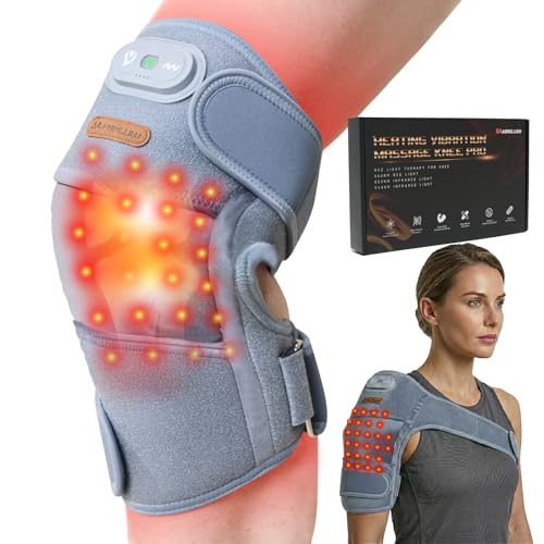 Red Light Therapy Wrap with Heat and Vibration, 660nm Red Plus 850nm and 940nm Near Infrared, Cordless 5000mAh Controller, 30‑Min Auto‑Off, for Knee Elbow Shoulder (Space Gray-1-PACK) - size: Space Gray-1-PACK