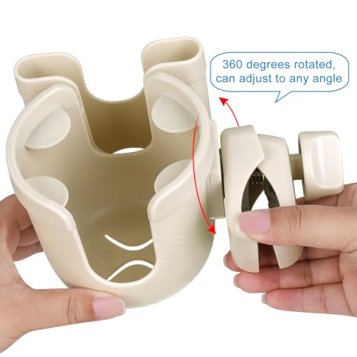 Accmor Stroller Cup Holder with Phone Holder, Bike Cup Holder, Walker Scooter Wheelchair Cup Holder Attachment, Universal Cup Holder for Uppababy Graco Strollers - color: All Off White Carbon Fiber Texture
