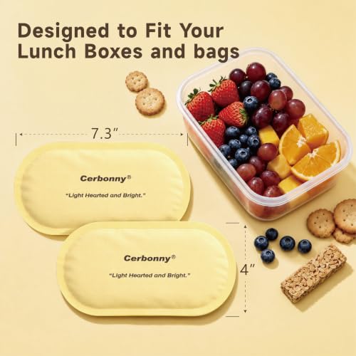 Cerbonny Slim Ice Packs for Lunch Boxes,Reusable, 2 Pack, Sunshine Yellow - color: Yellow