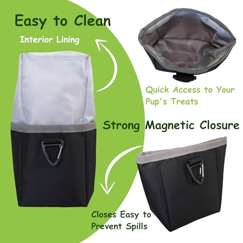 Dog Walking Fanny Pack with Removable Treat Pouch & 2 Retractable 300ml Water Bottle Holders, No Spill Magenetic Clasp - Hands-Free Pouches Training Waist Bag for Dog Owners, Poop Bag Dispenser