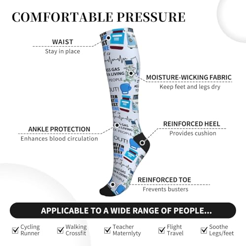 FREEHOTU Compression Knee High Socks for Women/Men Circulation 15-20 Mmhg - color: Anesthesia Pattern