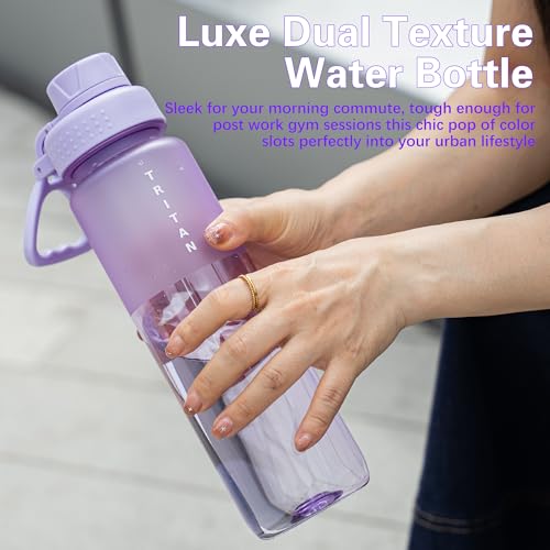 OLDLEY 32oz Frosted Clear Water Bottle, BPA-Free Tritan Plastic Reusable Water Bottle with Fast-Flow Spout Lid, Wide Mouth Leakproof Sports Drinking Bottle for Gym, School, Office, Travel,Amethyst - color: Amethyst