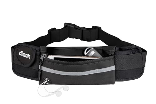 Dimok Running Belt Waist Pack - Water Resistant Runners Belt Fanny Pack for Hiking Fitness – Adjustable Running Pouch for Phones iPhone Android - color: Black