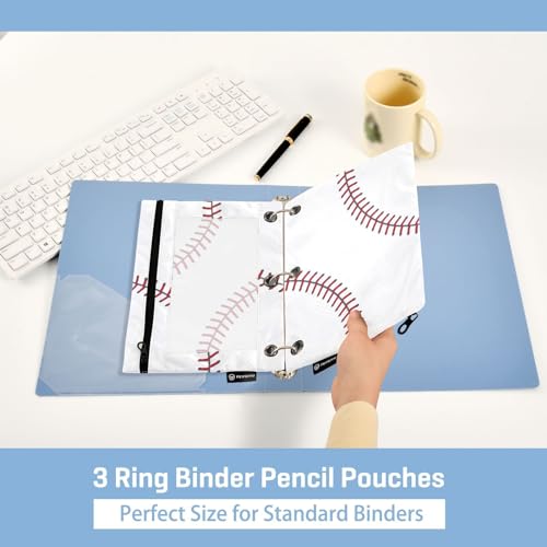 Baseball Pencil Pouches for 3 Ring Binder 2 Pack - color: Baseball