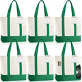 Shinylin Mini Canvas Tote Bags with 2 Pockets - color: Green and Beige
