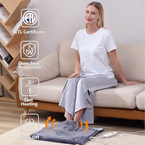 Gintao Electric Heated Foot Warmers for Feet,22"×20" Soft Foot Heating Pad - color: Gray
