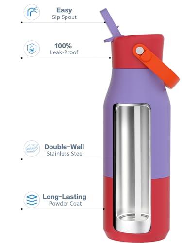 LAOION 23 oz Stainless Steel Insulated Sports Water Bottle - color: Purple, size: 23 Ounces