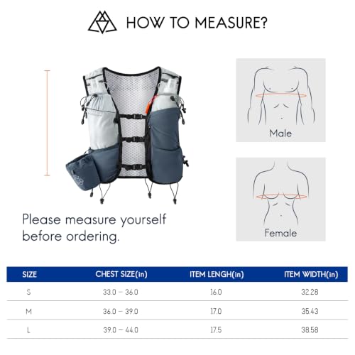 Haimont 8L Trail Running Hydration Vest with Soft Flasks - color: Grey, size: Large