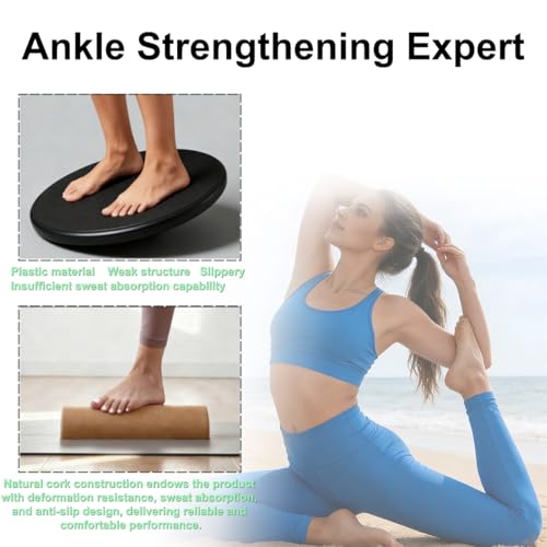 Foot & Ankle Strengthener with Massage Roller 4-in-1 Cork Balance Board