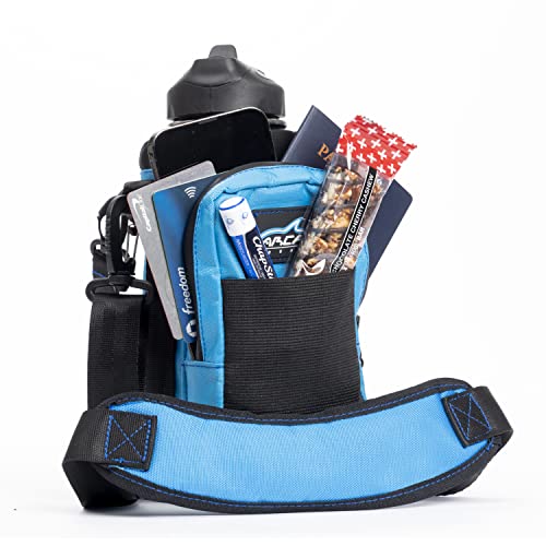 Arca Gear Hydro Carrier 32 oz Small - Insulated Water Bottle Sling w/Carry Handle, Shoulder Strap, Wallet and Two Pouches - The Perfect Flask Accessory - color: Lagoon Blue