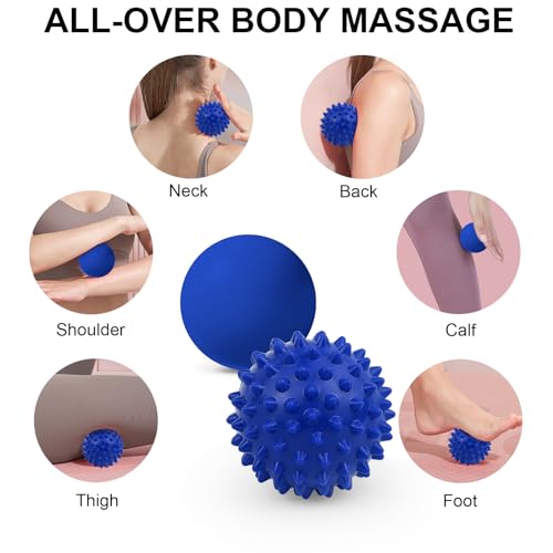 Lacrosse Massage Ball Spiky Ball Set - color: Blue-blue