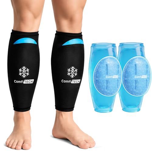 ComfiTECH Dual-Gel Shin Splint Ice Pack Wrap with 30-Min Cooling, M, 2P - size: Medium