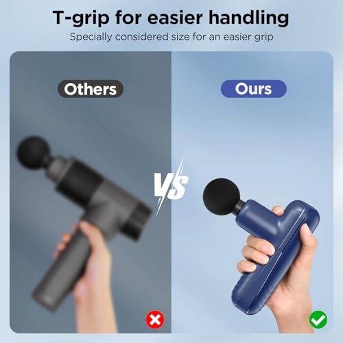 Mini Massage Gun, Powerful Handheld Muscle Massager for Muscle Relaxation, Deep Tissue Percussion Small Massage Gun Travel Massager with 4 Massage Heads Silent Brushless Motor, Blue - color: Blue