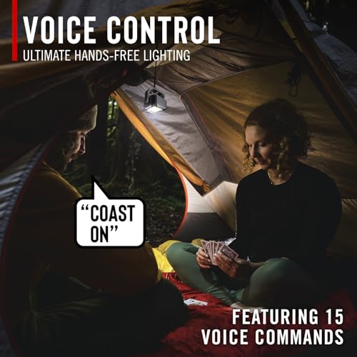 Coast QB2R 2000 Lumens Voice Control Rechargeable Utility Light, Six Light Modes, 75 Hour Run Time, Magnetic Base