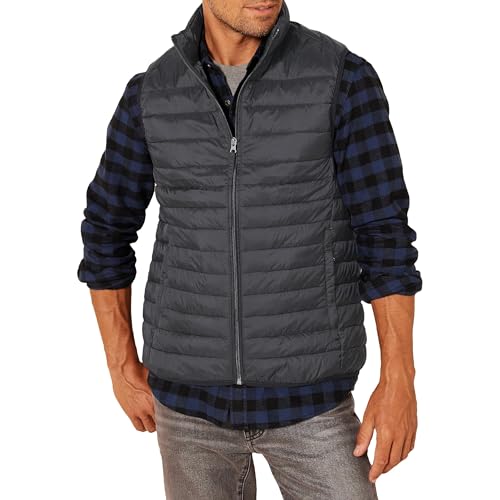 Amazon Essentials Men's Lightweight Water-Resistant Packable Puffer Vest - color: Black, size: X-Small