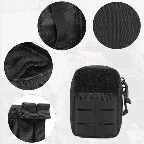 Azarxis Tactical Mini Belt Pouches, Multi-Purpose Small Battery Case Compact Utility EDC Card Slot Holder Waist Bags Military Molle Pack Sundries Storage Pack - color: #05 Black