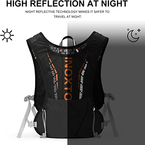 INOXTO Running Hydration Vest Backpack,Lightweight Insulated Pack with 1.5L Water Bladder Bag Daypack for Trail Hiking Running Cycling Race Marathon for Women Men - color: Back orange