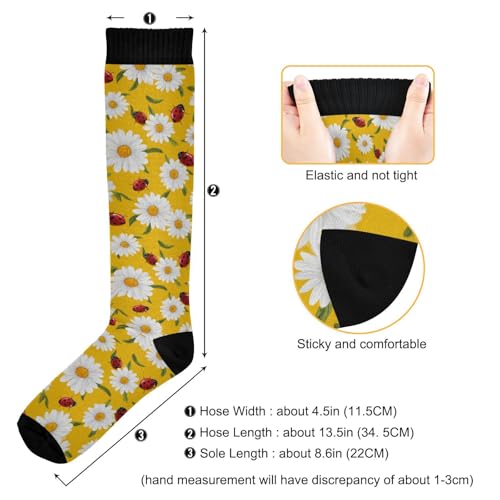 Wusikd Heartbeat Symbol Compression Socks for Women and Men Circulation Black Long Socks for Athletic Running 1 - color: Ladybug