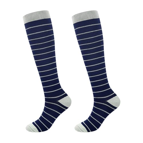 Junely Compression Socks for Women Knee High Striped Polka Dot Stockings - color: A8-navy