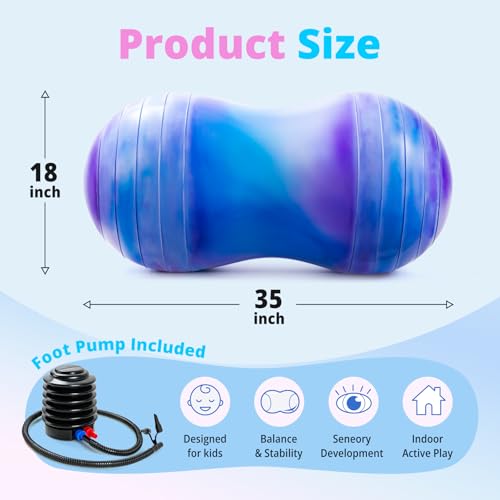 18''/20'' Peanut Ball for Kids & Adults, Anti-Burst Exercise Ball - color: Blue-purple, size: 18''(45cm*90cm)