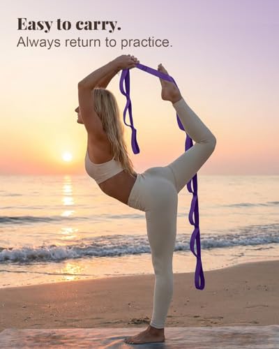 Trideer Stretching Strap with Loops for Physical Therapy,Non-Elastic - color: Purple