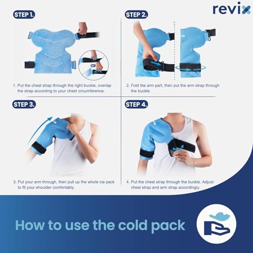 REVIX Shoulder Ice Pack Wrap for Rotator Cuff, Reusable Gel Cold Pack - size: Standard, style: Blue