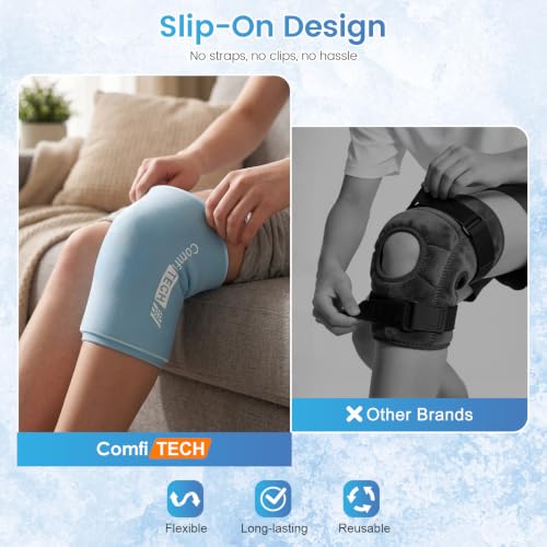 ComfiTECH Youth Knee Gel Ice Pack Wrap Sleeves, 2 Packs, XS - size: Extra Small
