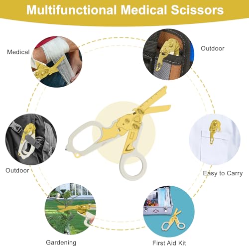 6-in-1 Heavy-Duty Emergency trauma shears (Gold) - color: Gold