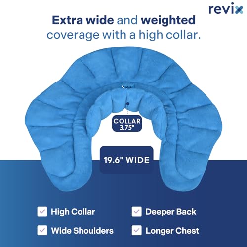 REVIX Neck Heating Pad Microwavable, Weighted Microwave Shoulder Wrap - color: Blue