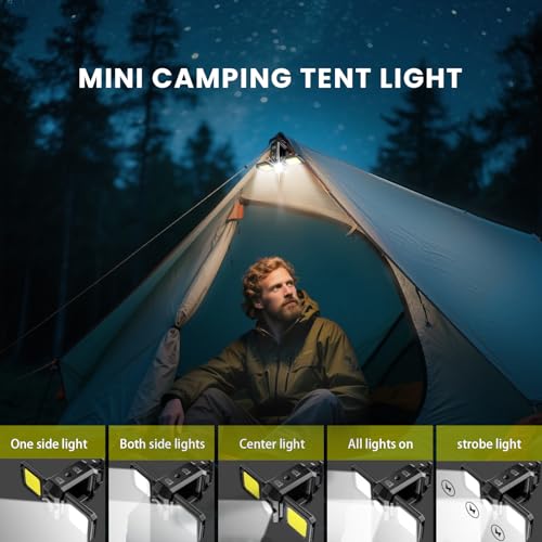 MAKDAK 2PC Cob Keychain Work Light EDC Rechargeable Foldable Keychain Flashlight,Bottle Opener,for Camping,Car Repair,Hiking,Repairing,Power Outrage,Pet Walking,Emergency - color: Black-2PC