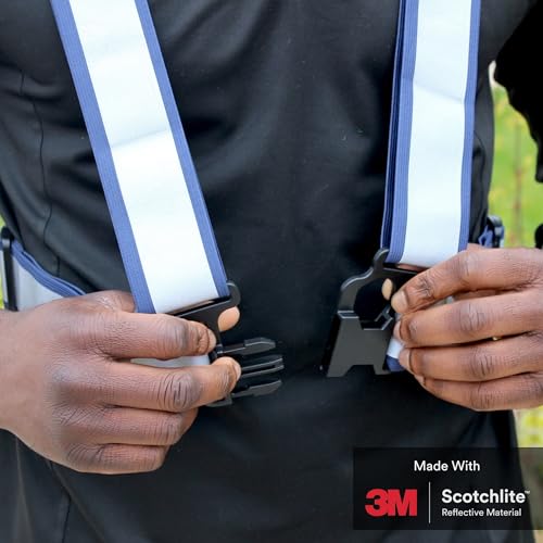 Salzmann Adults Reflective Cross Belt | Hi Vis Adjustable Safety Harness - color: Navy (Adult)