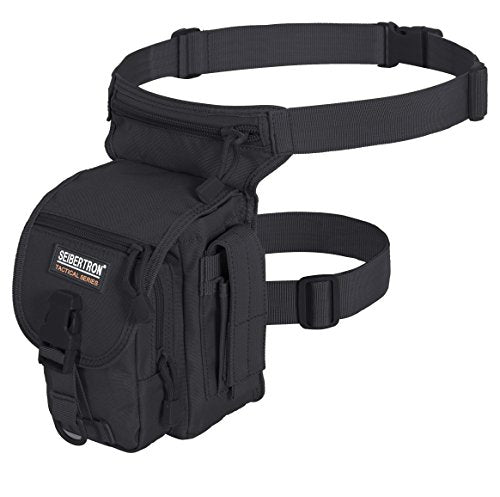 Seibertron Waterproof Tactical Outdoor Hiking Airsoft Utility Leg Bag Black - color: Black