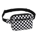 UTO Fanny Pack Crossbody Belt Purse Chest Waist Hip Travel Hiking Bumbag - color: 0759 Silver Zip Checkered
