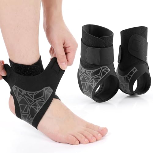 Yolev 2 Pack Elastic Ankle Braces,Ankle Wrap Ankle Sleeve,Black Gray,L/XL