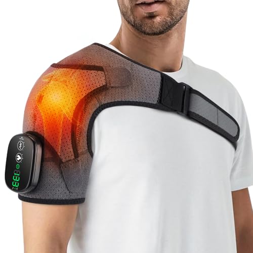 Cordless Shoulder Massager with Heat and Vibration, 3 Heat & 3 Vibration - color: Grey