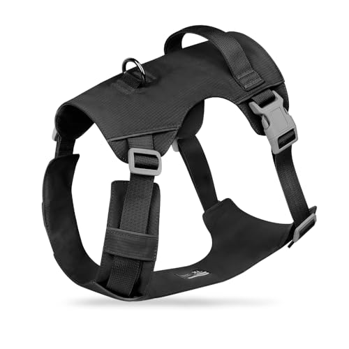 Mile High Life No Pull Dog Harness with Reflective Stripe, Adjustable Easy Get on Lightweight Harness for Small Medium Large Dogs Walking Running Training (Black, S Chest 14"-20") - color: Black, size: S Chest 14"-20"