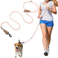 Mile High Life Hands Free Dog Leash, Crossbody Waist Leash with Genuine Leather Connection, Multifunctional Adjustable Slip Lead for Dog Walking Running (Light Brown, 7FT) - color: Light Brown, size: 7FT Hands Free