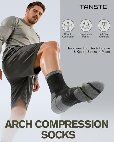 TANSTC Merino Wool Hiking Socks, Moisture Wicking Socks for Men & Women - color: Medium-black (3 Pairs), size: 8-10