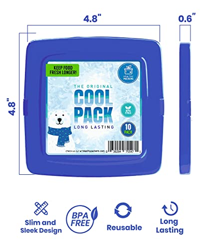 Healthy Packers Ice Packs for Lunch Boxes, Slim Freezer Packs, 10pk Square - color: 10-Pack (Square)