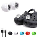 Vergissm Rechargeable Headlights Compatible with Croc, 2 PCs LED Flashlight, Waterproof Hands Free Flashlights with 3 Lighting Modes, Novelty Clog Lights for Camping, Dog Walking (White) - color: White