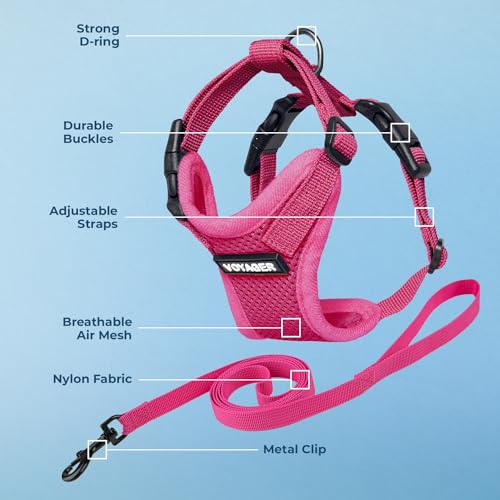 Voyager Escape-Proof Step-in Harness & Leash - Fuchsia, XXXS - color: Fuchsia, size: XXXS (Chest: 10.5 - 13")
