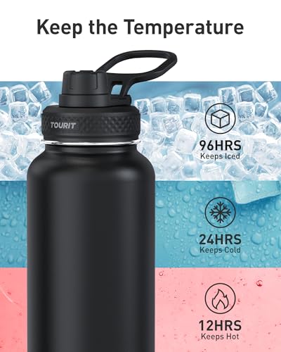 TOURIT 24 oz Stainless Steel Sports Water Bottle with Handle, Midnight Blue - color: Midnight Blue, size: 24 Ounces