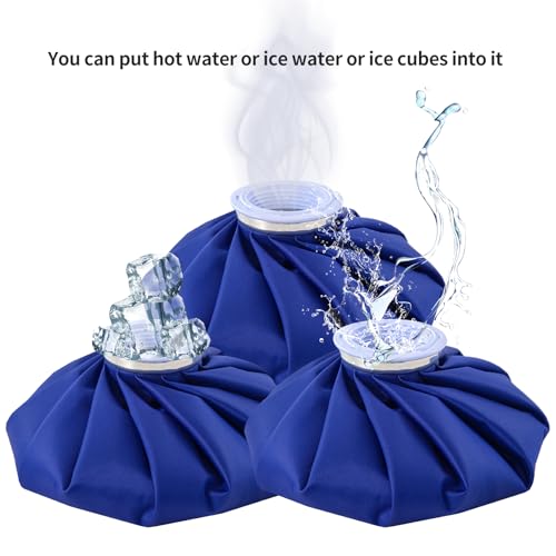 Ice Bags Ice Packs for Injuries,Reusable Ice Bags refillable Ice Pack Hot Water Bottle Hot Water Bag for Knee Head Hand Face Pain Relief,Hot Cold Compress,2Packs(9”&11”) - size: 9" & 11", style: Blue