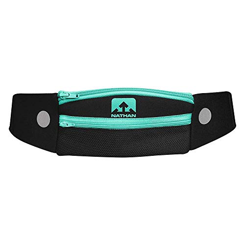 Nathan 5K Runner's Waist Pack, Nathan Running Belt Essentials for Women and Men | Smartphone Storage | Adjustable | Reflective - color: Black /Cockatoo