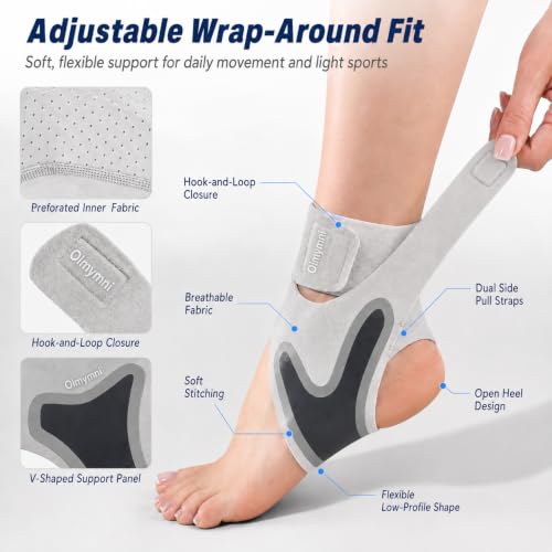 2 Pack Lightweight Adjustable Ankle Brace for Women and Men, 1 Pair Sports - color: Large-Gray